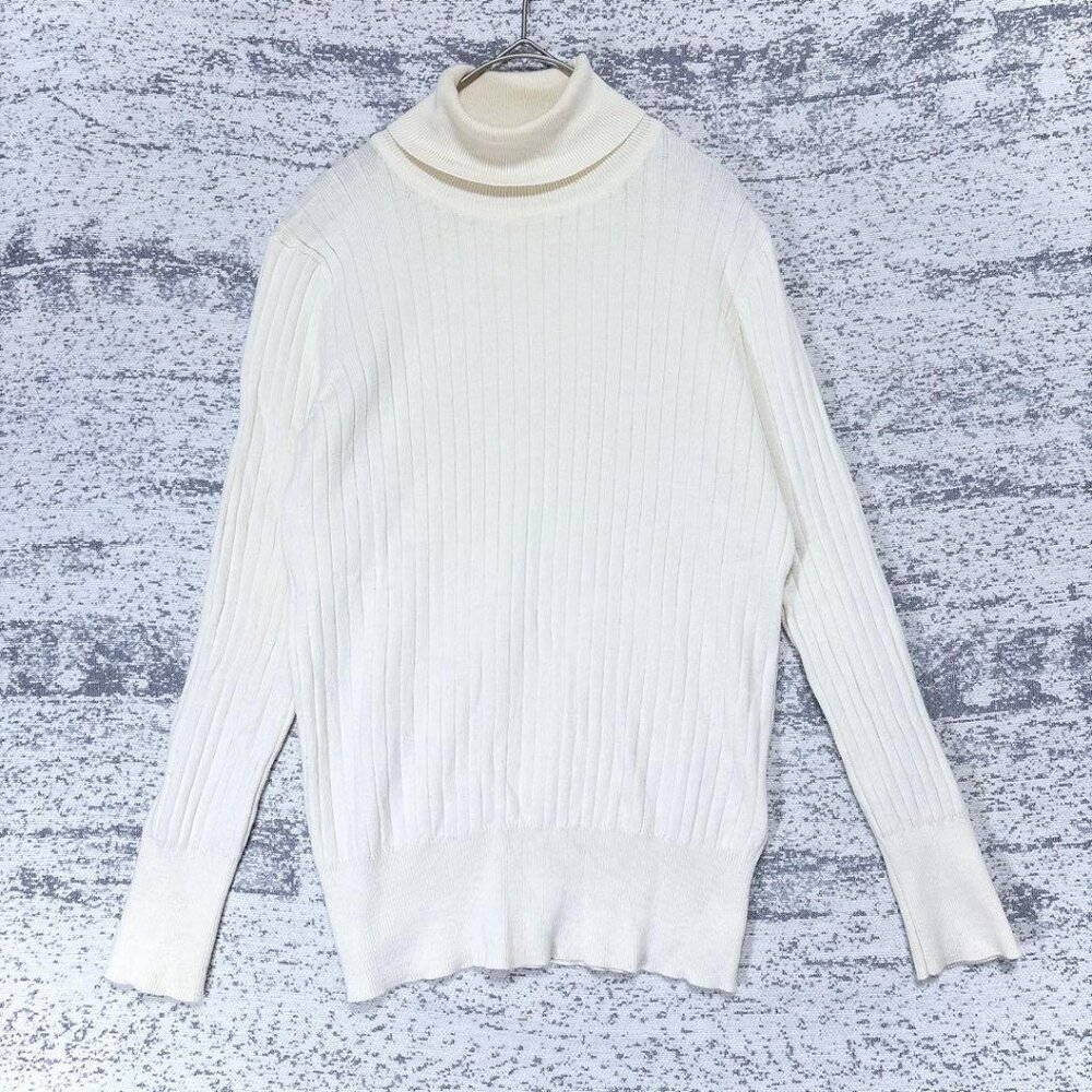 Urban Turtleneck Rib Knit Sweater White